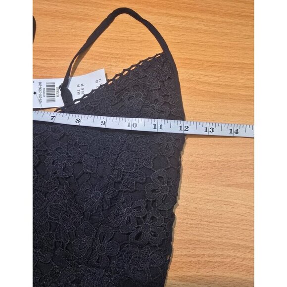 Abercrombie & Fitch Mini Dress Sz XXS Black Floral Embroidered Ruched LBD Boho - Picture 4 of 16